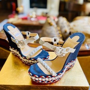 Christian Louboutin Denim Cataclou 140 Wedges